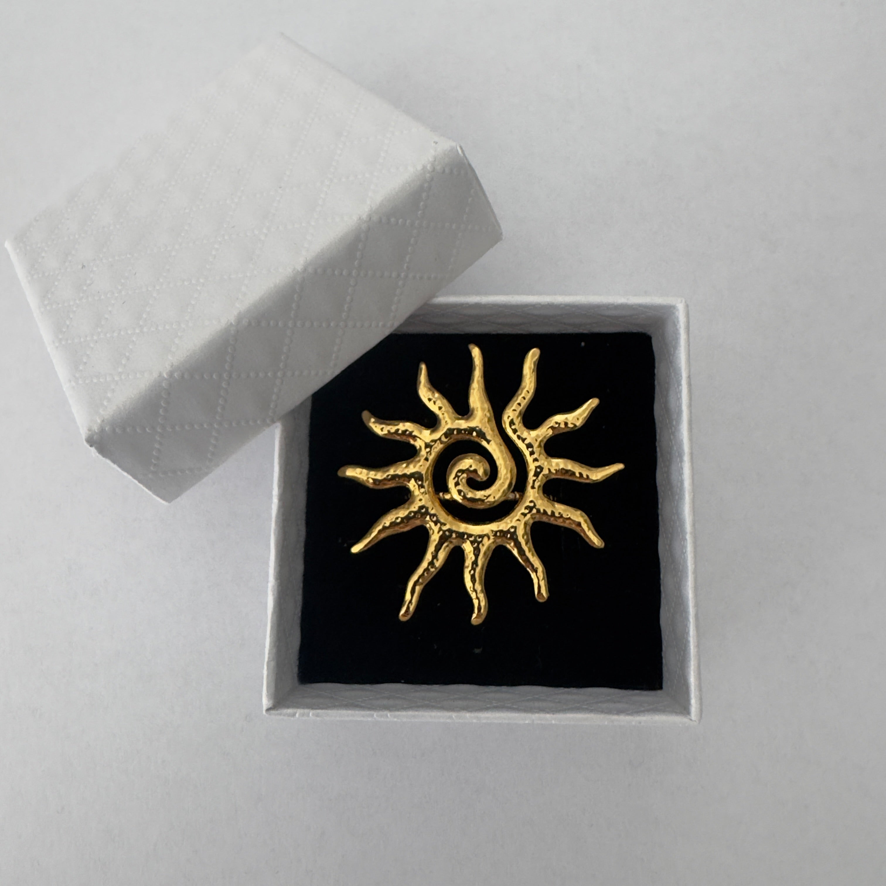 Anello Sole in Acciaio Inox Gold