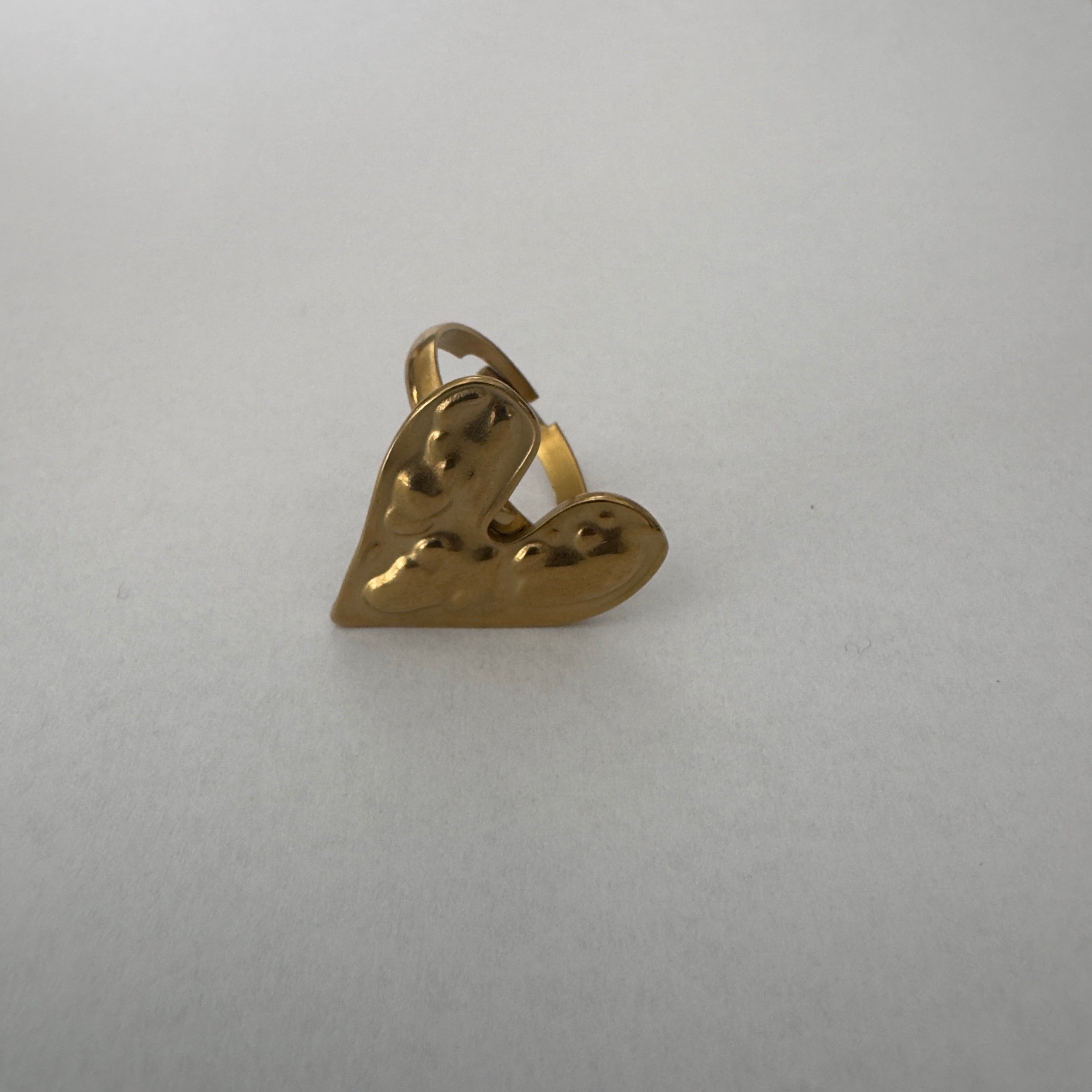 Anello Cuore Grande in Acciao Inox Gold
