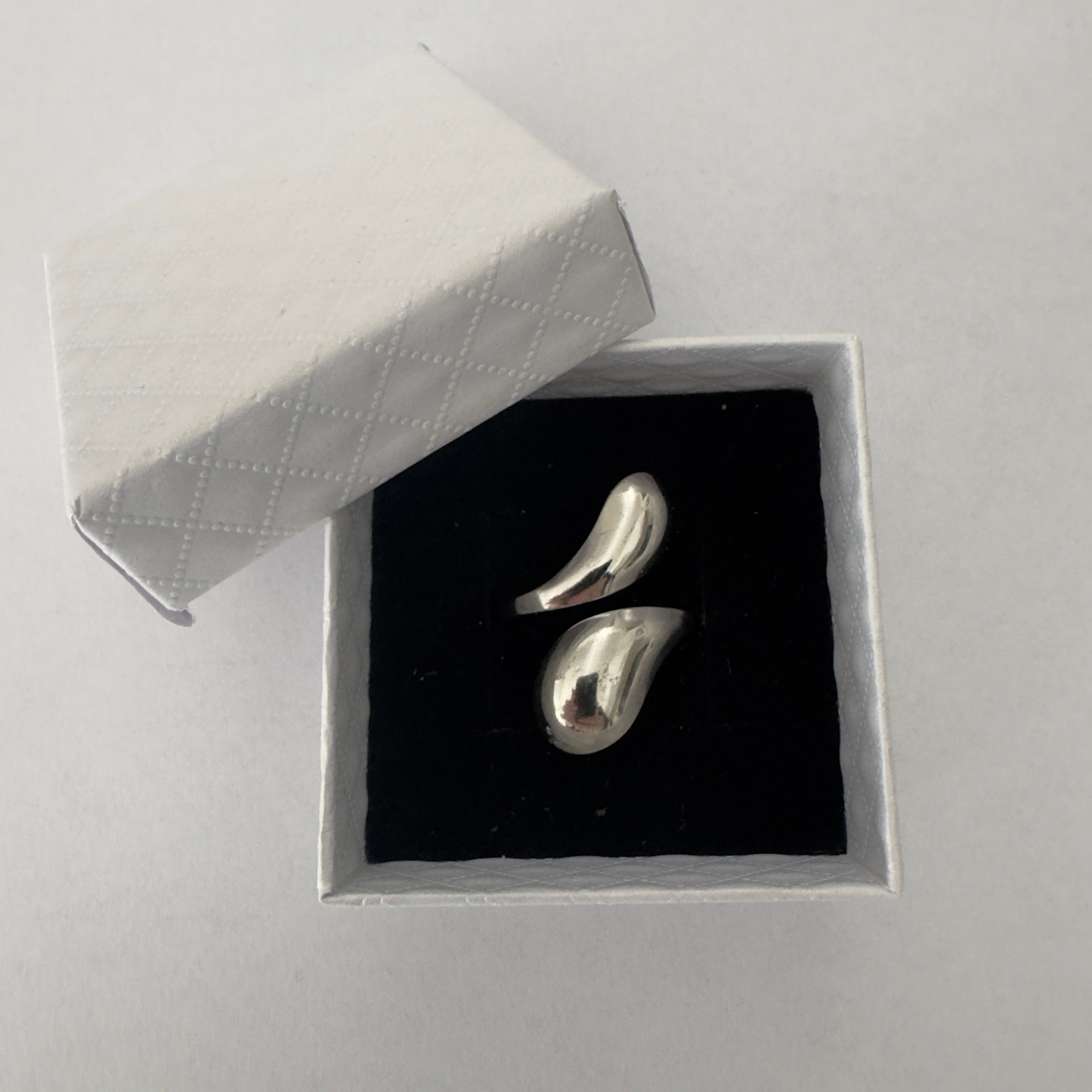 Anello Due Gocce in Acciaio Inox Silver