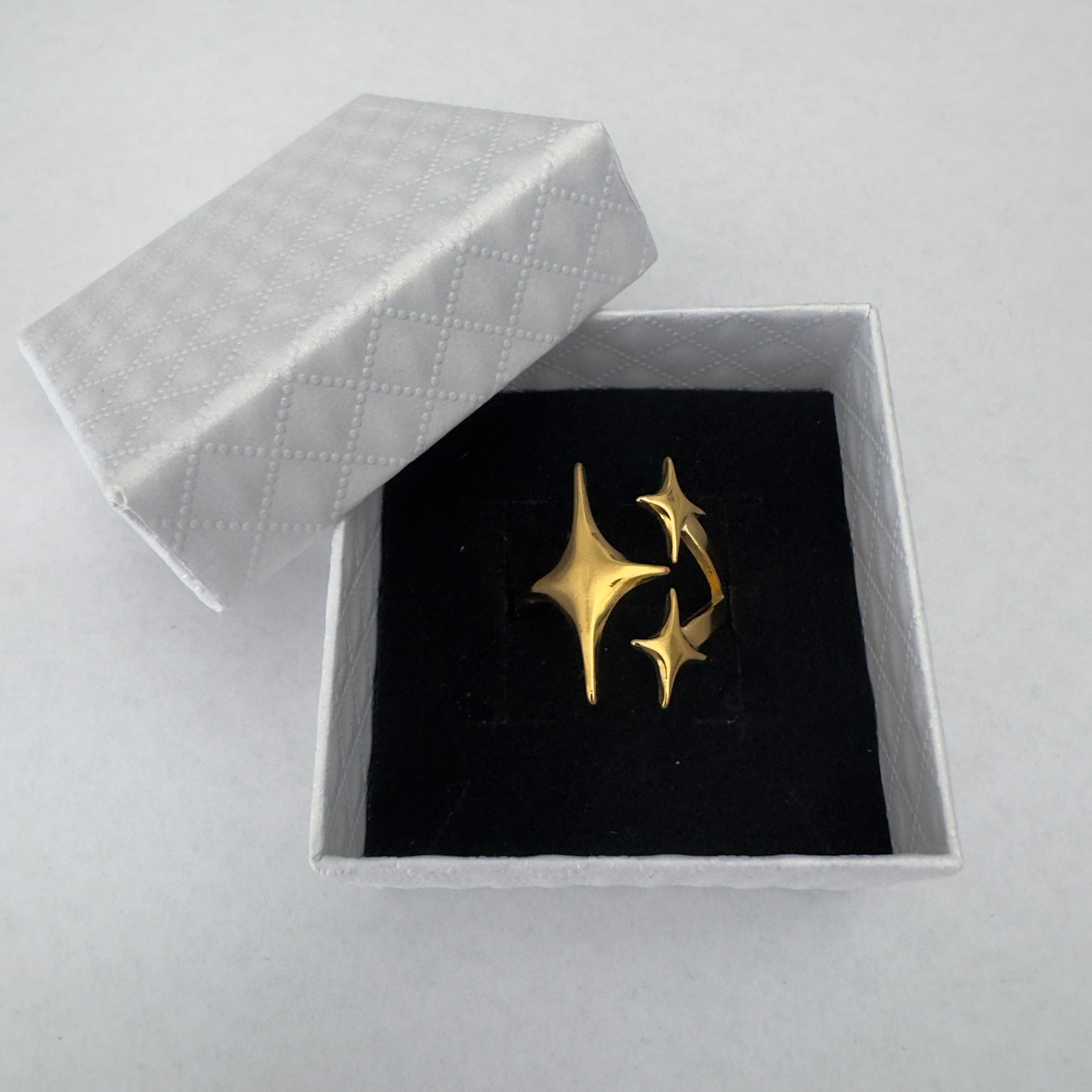 Anello Stelle in Acciao Gold