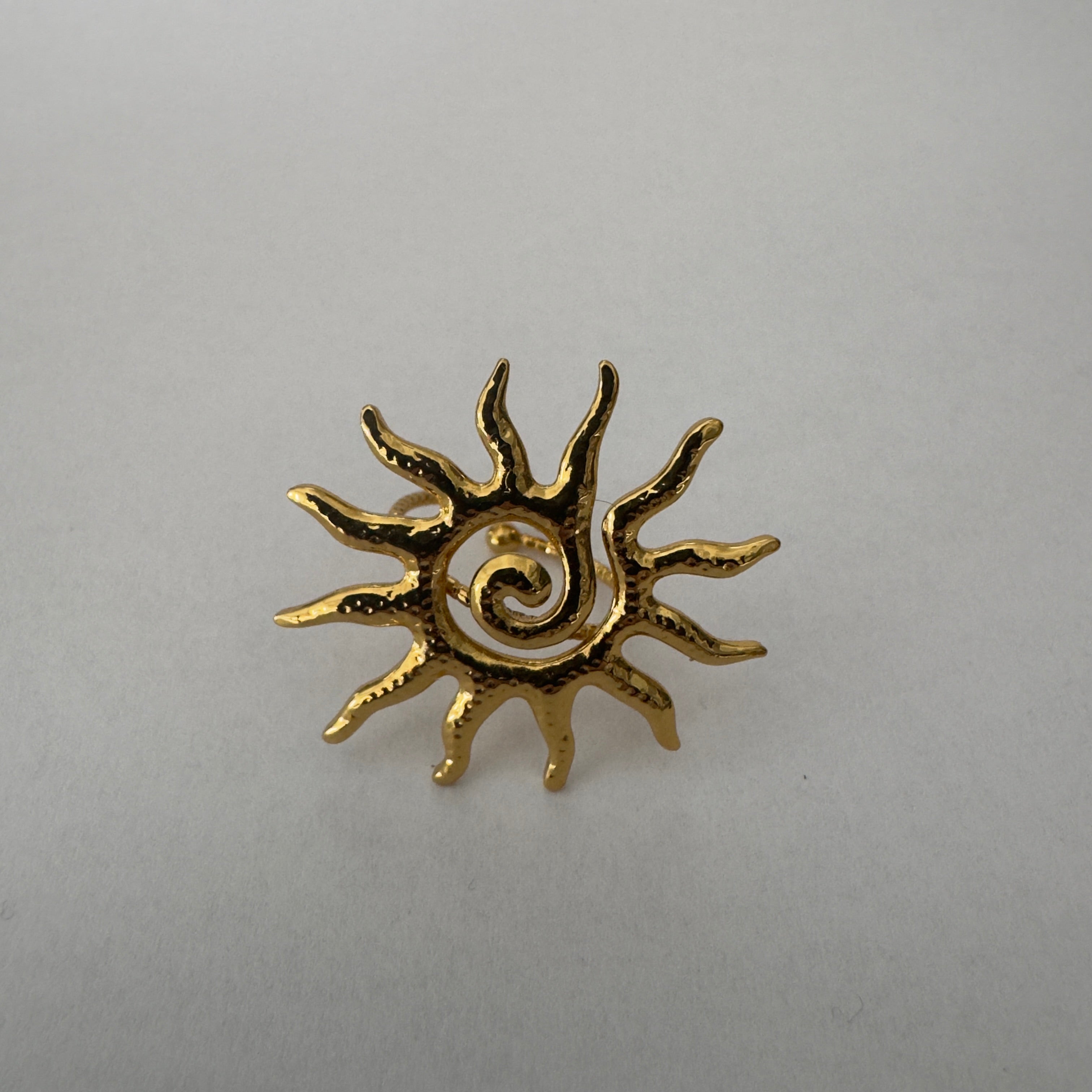 Anello Sole in Acciaio Inox Gold