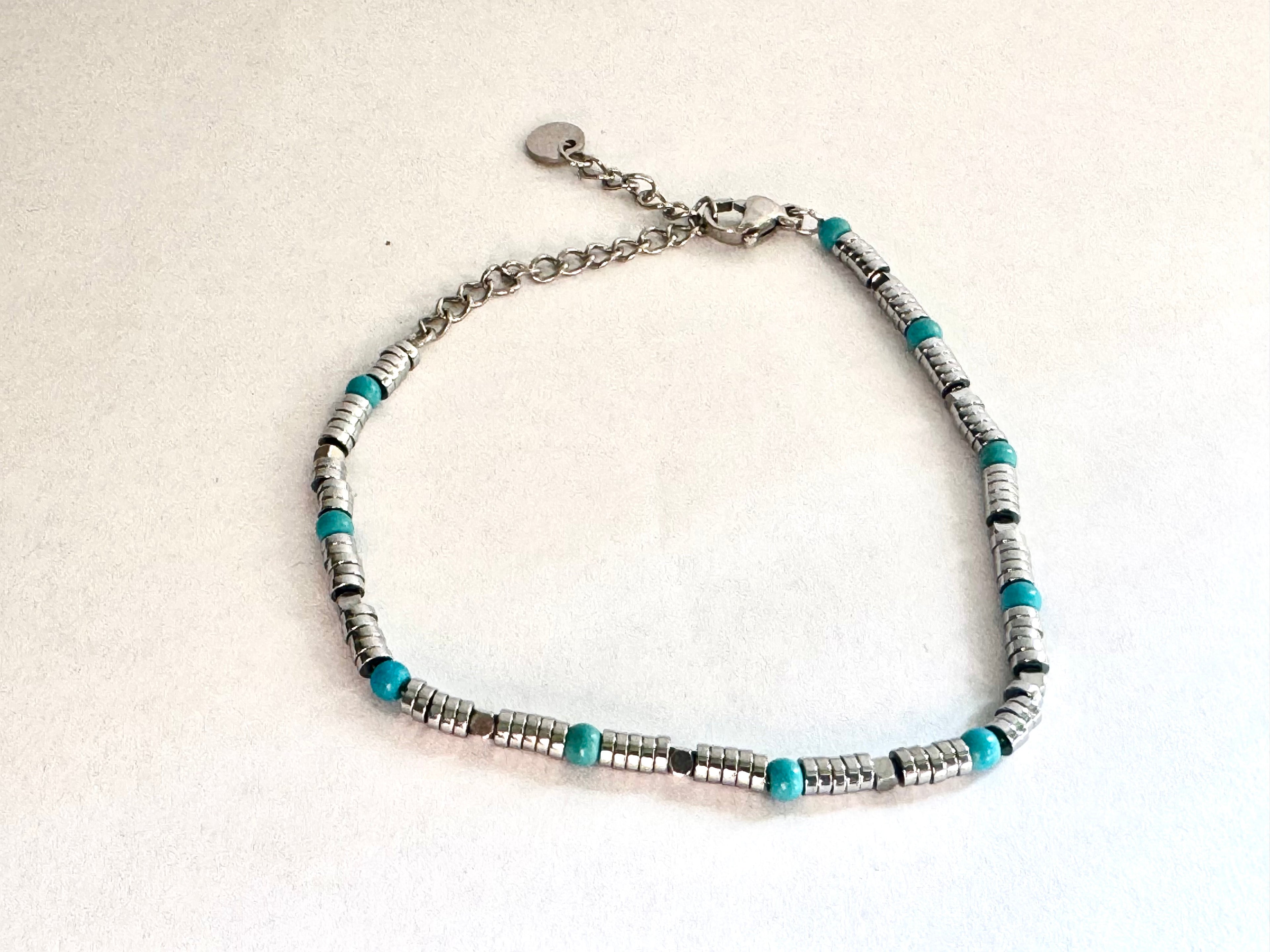 Bracciale Acciaio e Turchese