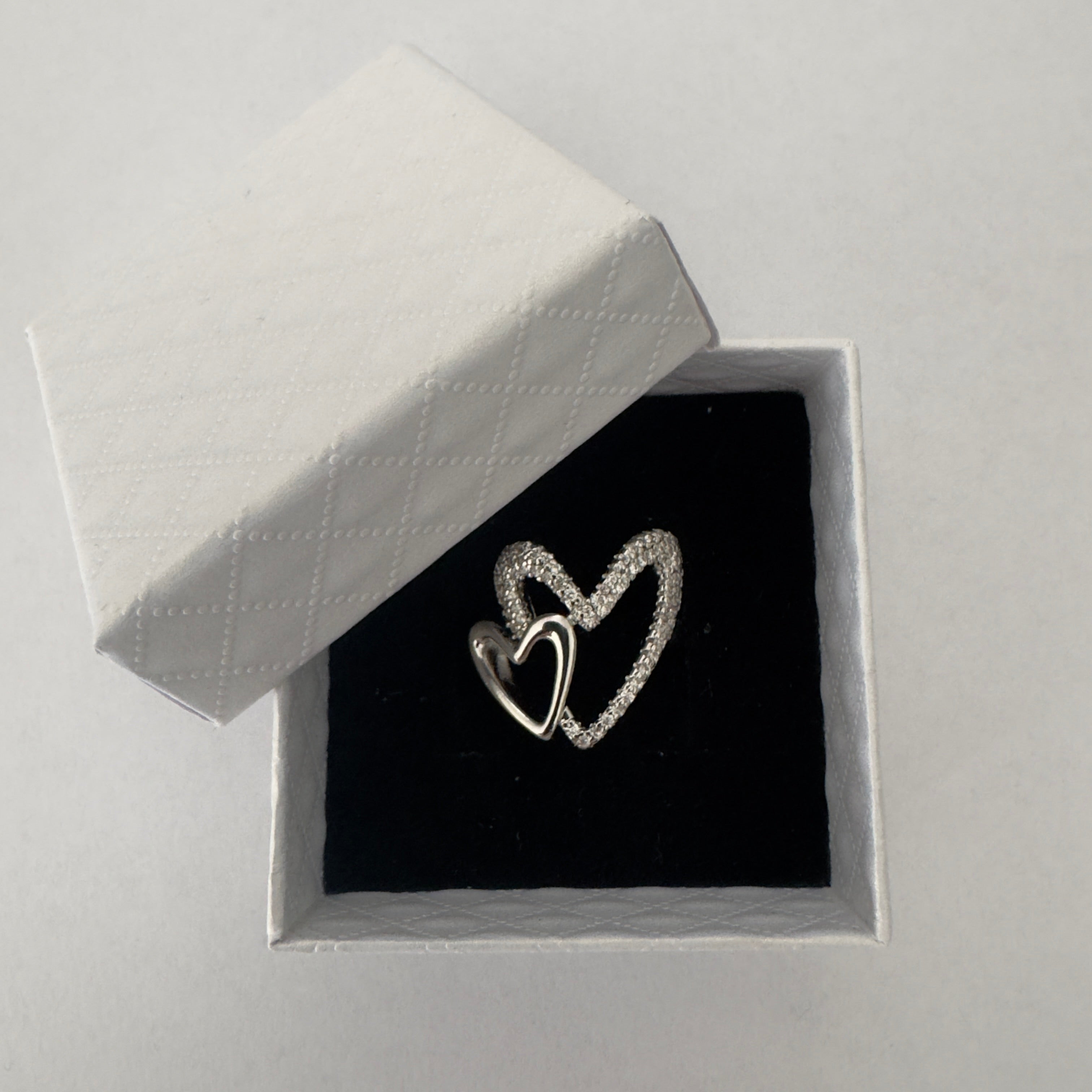 Anello due Cuori in Acciao Inox Silver