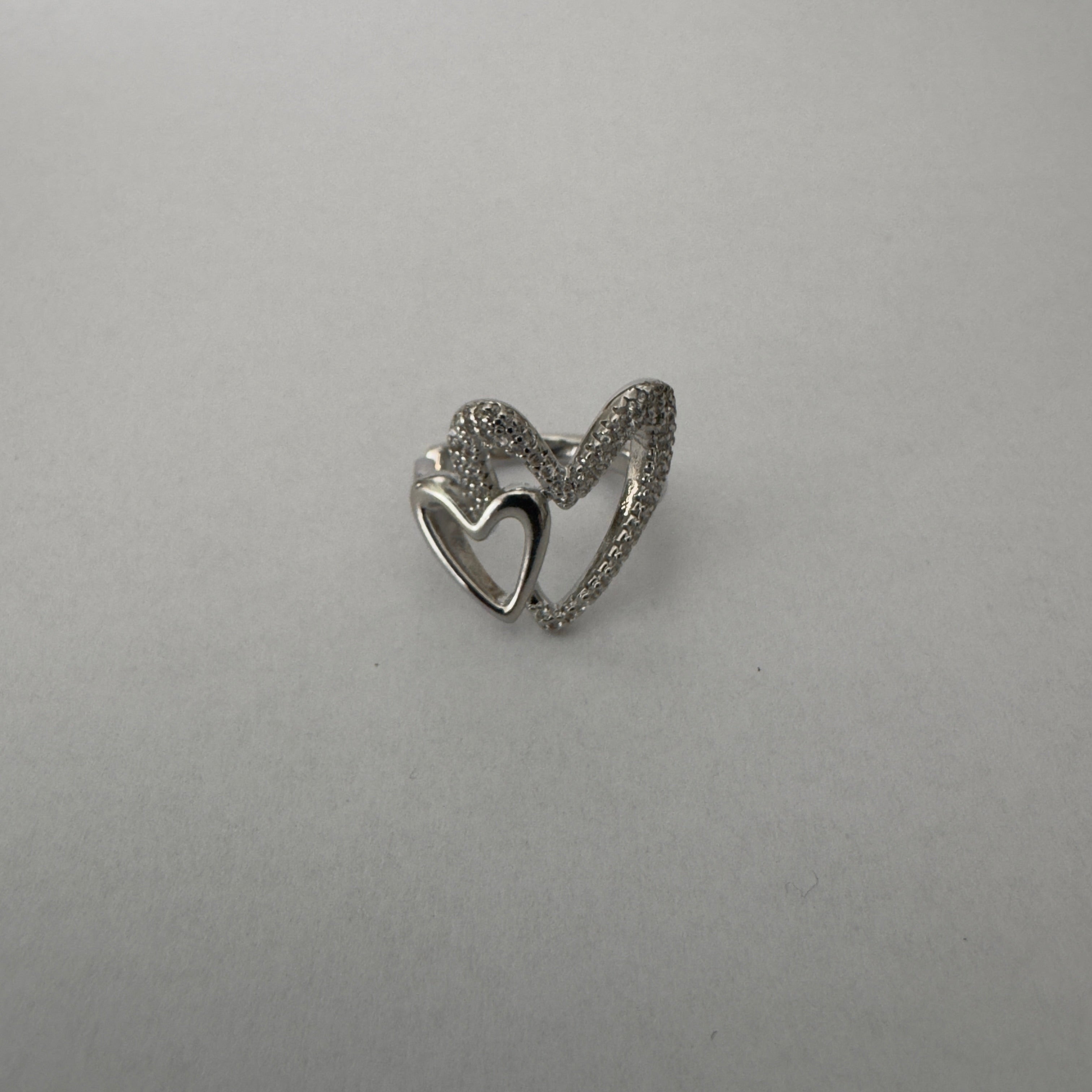 Anello due Cuori in Acciao Inox Silver